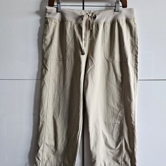 New York & Co. Vintage Wide Leg Cropped Pants M Khaki Drawstring Y2K - Picture 2 of 12